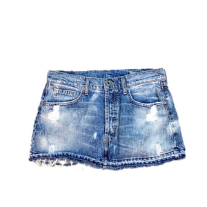 Chip & PEPPER Bare Baller Short Denim Mini Skirt Distressed Frayed Women